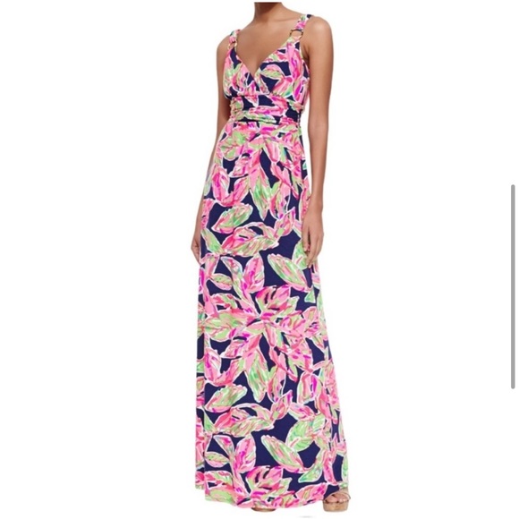 Lilly Pulitzer 'Villa' Maxi Dress 'In The Vias' Stretch Floral - Picture 1 of 13